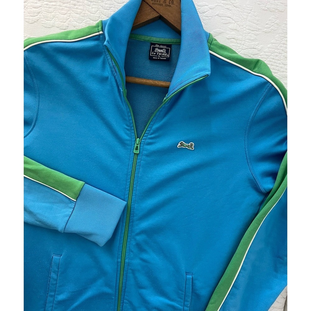 VTG 90's Le Tigre Track Jacket Womens Large Green Blue Colorblock Full Zip Y2K